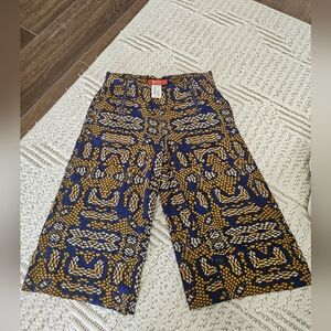 Cartonnier Sampa Culottes Pants Sz 4P Blue Motif ANTHROPOLOGIE Tag